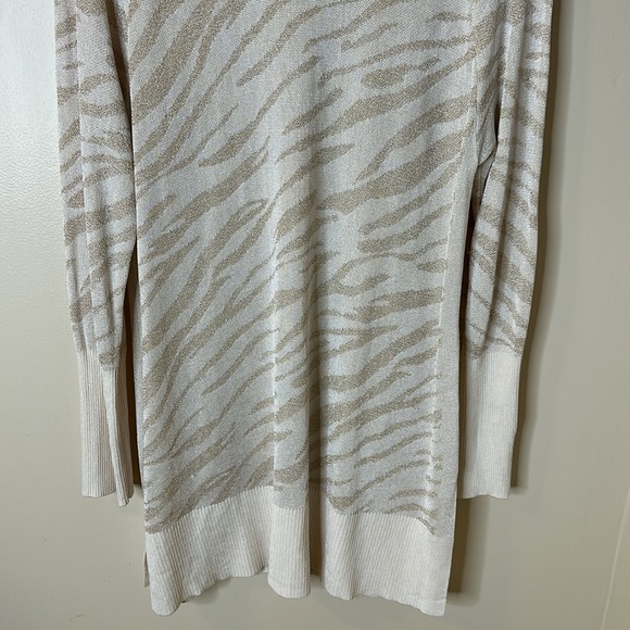 BNWT Melanie Lynn glitz zebra cream gold dress sweater - Picture 3 of 5